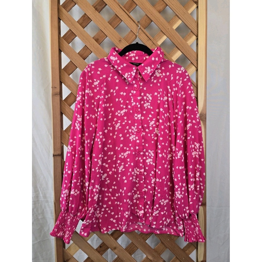 NEW Dokotoo Womens Casual V Neck Long Sleeve Button Down Blouse - Size L